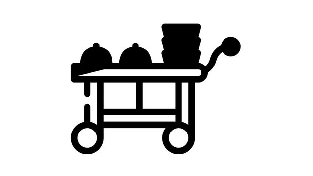 cart catering service black icon animation