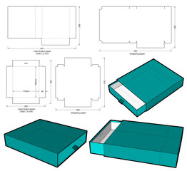 Rigid Box Drawer hard board paper thicknes 2mm (Internal measurement 17x20x4 cm) and Die-cut Pattern. The .eps file is full scale and fully functional. Prepared for real cardboard production.