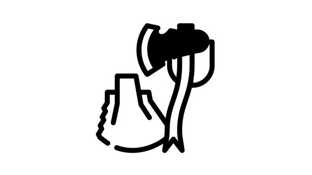 shovel or multi tool ax black icon animation