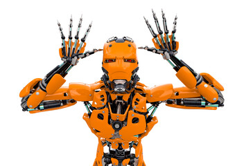 master cyber robot is mocking up