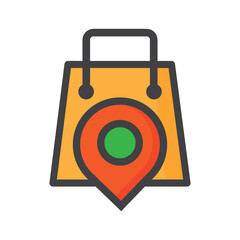 location illustration. loacation with shoping bag icon. can use for, icon design element,ui, web, mobile app.