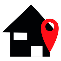 Home location vector. Home location symbol, logo design. House map pointer