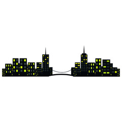 Modern city skyline vector. City silhouette icon