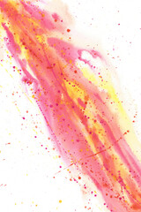 Abstract watercolor painting with pink and yellow colors