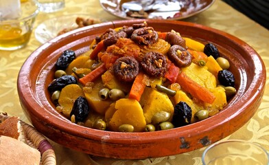 Vegetable tagine dish, Southern Morocco, Africa 