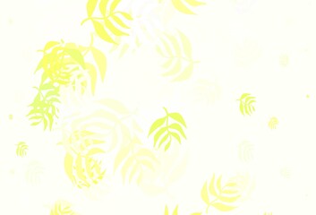 Fototapeta na wymiar Light Green, Yellow vector doodle backdrop with leaves.