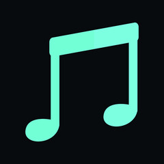 Musical note symbol. Blue musical note vector illustration