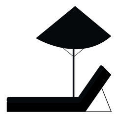 Sunbed and parasol icon vector