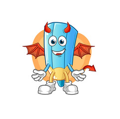 coloring pencil demon with wings character. cartoon mascot vector