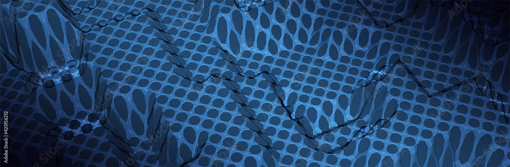Poster abstract blue background. dark low poly 3d pattern. virtual computer structure. technology style. sc