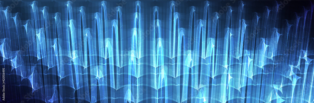 Poster abstract blue background. dark low poly 3d pattern. virtual computer structure. technology style. sc