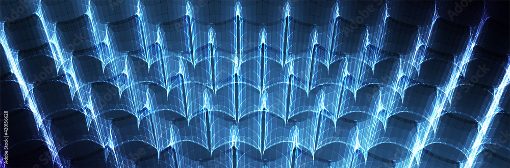 Poster abstract blue background. dark low poly 3d pattern. virtual computer structure. technology style. sc