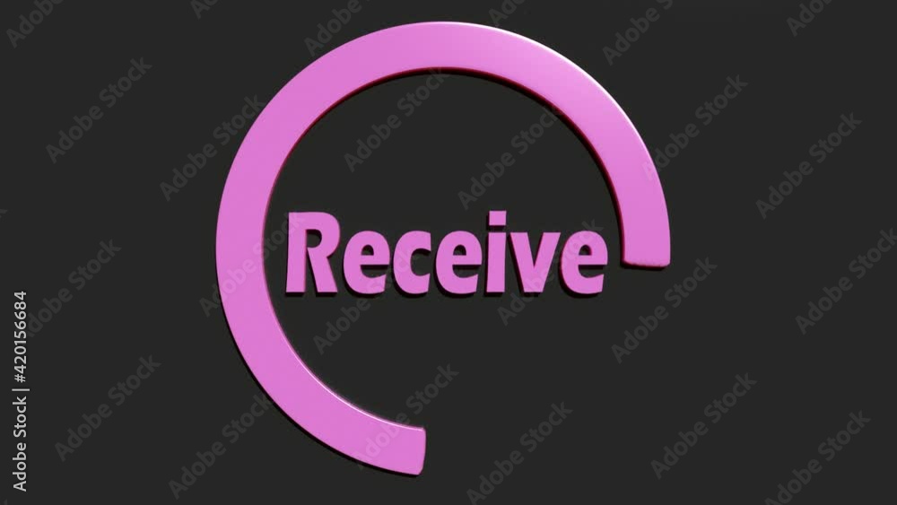 Poster a pink indicator with the write receive and a turning circle - 3d rendering video clip animation
