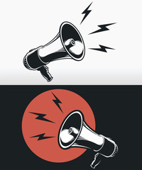 Silhouette megaphone horn loudspeaker logo black
