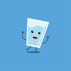 Cute Happy Water Glass Mascot Character Design
