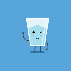 Cute Water Glass With Thumbs Up Character Design