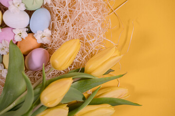 easter eggs and flowers