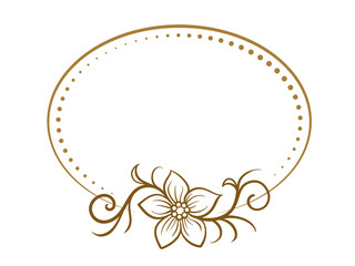 Vector horizontal oval dotted frame with floral decoration
