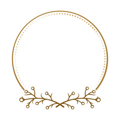 Vector round dotted frame with floral decoration
