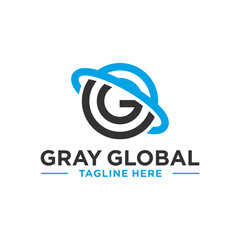 global circle technology logo design with letter G