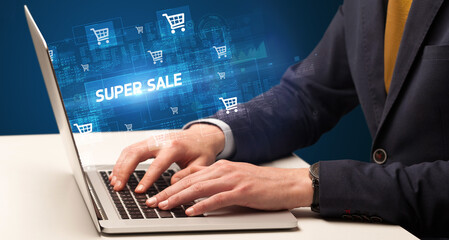 Businessman working on laptop