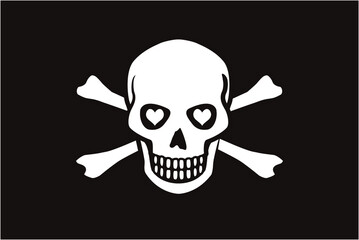 目がハートの形の骸骨マークのイラスト