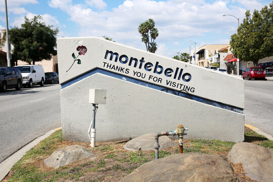 March 12, 2021 - Montebello, California: Montebello Welcome Sign.