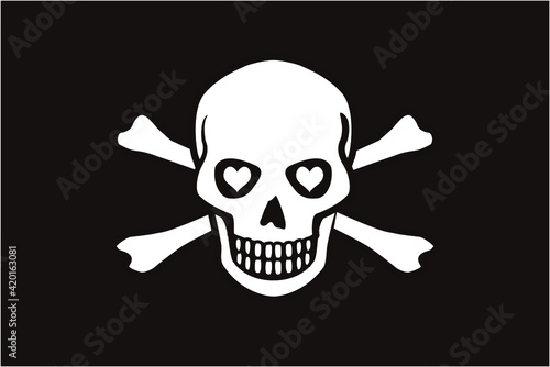 目がハートの形の骸骨マークのイラスト Wall Mural Wallpaper Murals Mshin