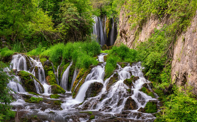 Roughlock Falls in  Spearfish Canyon Scenic Byway, South Dakota Black Hills