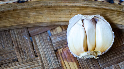 garlic on wooden background