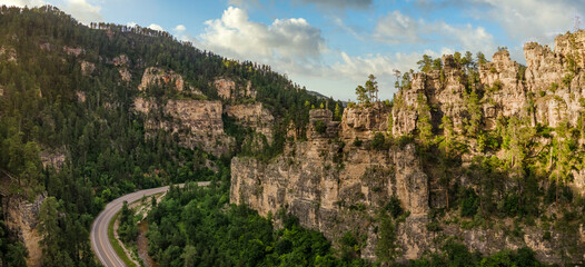 Sunset light in Spearfish Canyon Scenic Byway,  South Dakota Black Hills