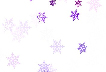 Light Purple vector texture with colored snowflakes, stars.