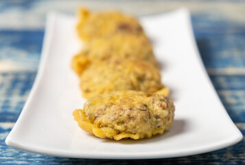 Freshly made fried mung bean fritters or locally known as 
