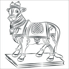 vehicle of Lord Shiva, Nandi the bull for fabric printing or painting