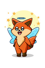 A beautiful and happy fairy fox cartoon illustration