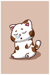 A sleepy cute cat cartoon illustration