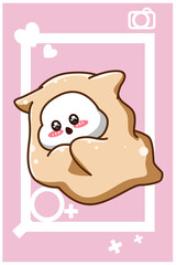 A cute ghost with blanket cartoon illustration