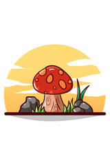 Mushroom plant cartoon illustration