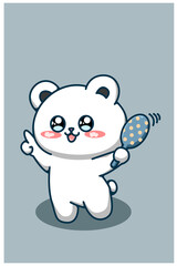 A cute bear dancing cartoon illustration