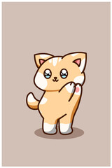 A cute and funny baby cat cartoon illustration