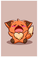 Crying baby fox cute cartoon illustration