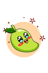 A cute and happy mango cartoon illustration