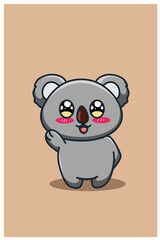 A cute and happy baby koala cartoon illustration