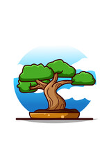 Cute bonsai icon cartoon vector illustration
