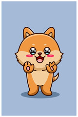 A little cute and happy dog, animal cartoon illustration