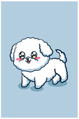 Cute and happy toy poodle dog animal cartoon illustration
