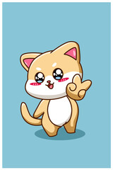 A little happy and funny cat animal cartoon illustration