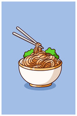 Nice noodle cartoon illustration