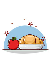 Icon sweet bakery and apple cartoon illustration