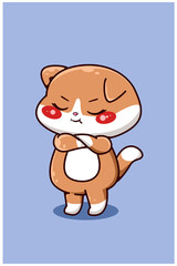 Cute and angry kitten cartoon illustration